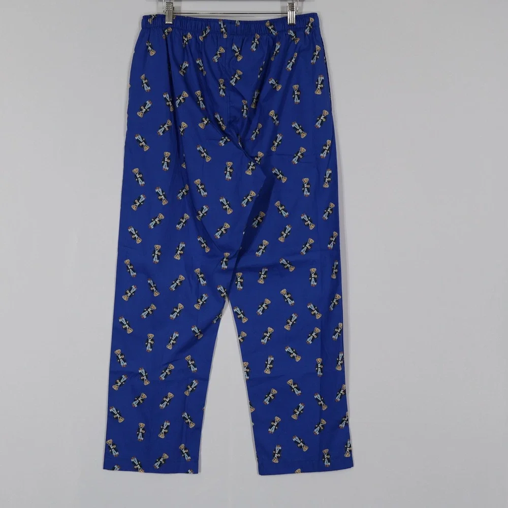Polo Ralph Lauren Pajama Pants Mens L Blue Polo Bear Tuxedo Preppy $58 NWT